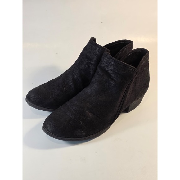 Time and Tru Womens Sz 8 Black Faux Suede Ankle Bootie Boots Block Heel Side Zip - Picture 2 of 9